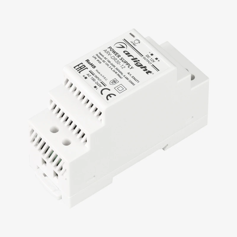Блок питания ARV-DR30-12 (12V, 2A, 24W) (Arlight, IP20 DIN-рейка)