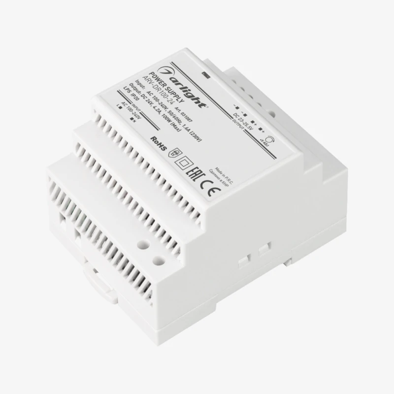 Блок питания ARV-DR100-24 (24V, 4.2A, 100W) (Arlight, IP20 DIN-рейка)