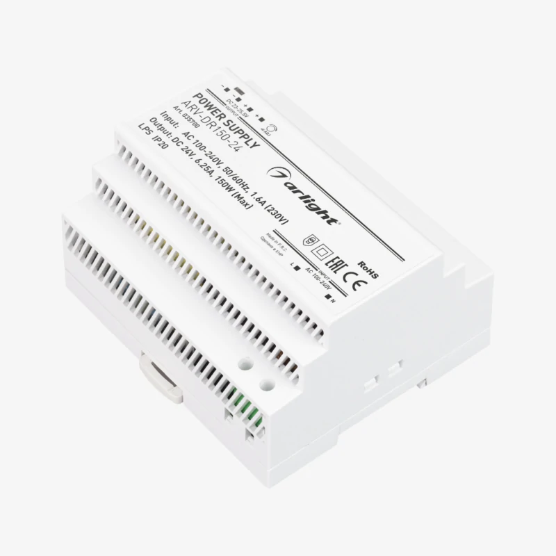 Блок питания ARV-DR150-24 (24V, 6.25A, 150W) (Arlight, IP20 DIN-рейка)