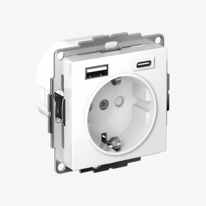 Розетка Systeme Electric AtlasDesign | 16А с 2 USB A+C, 5В/2,4А/3,0А, 2х5В/1,5А, механизм